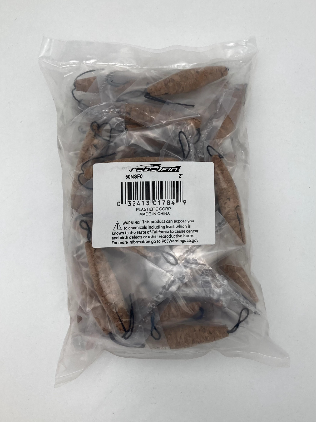 rebelFIN 50NSF0 2" Natural Cork String Floats 50/Bag