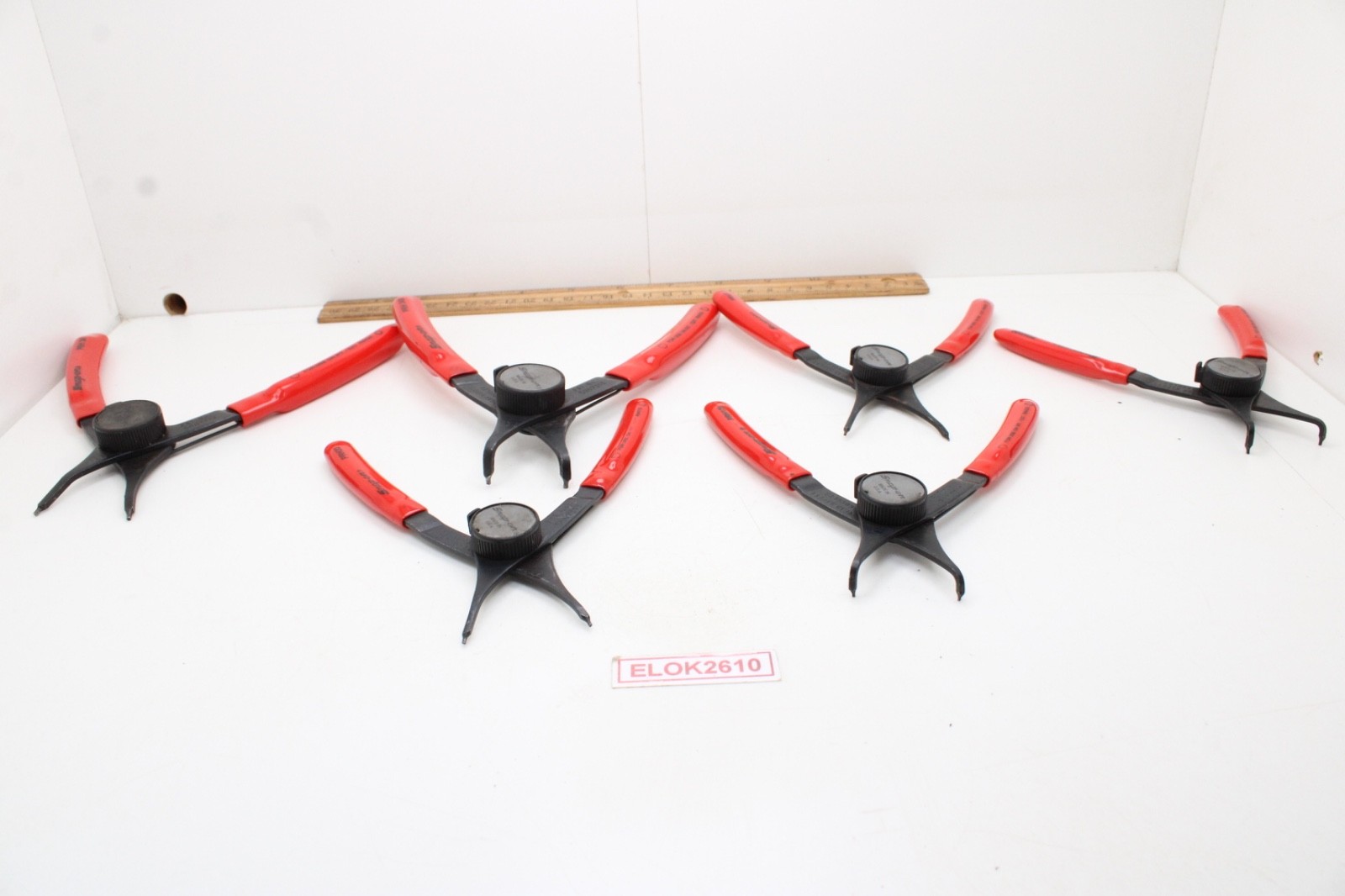 Snap On PRH406 6 Piece Red Rubber Handle Snap Ring Pliers Set USA