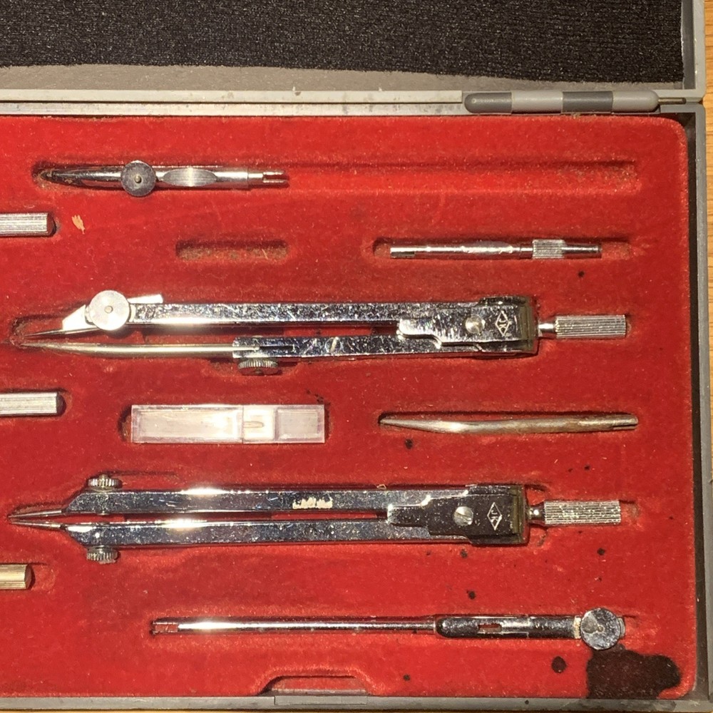 Jakar S100 Drawing Instruments Compass Divider Set Czechoslovakia - Incomplete