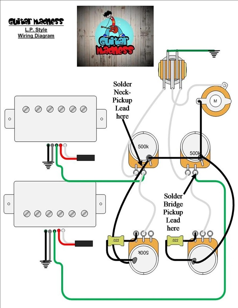 L.P. wiring harness / 2 vol, 2 tone with toggle switch and output jack