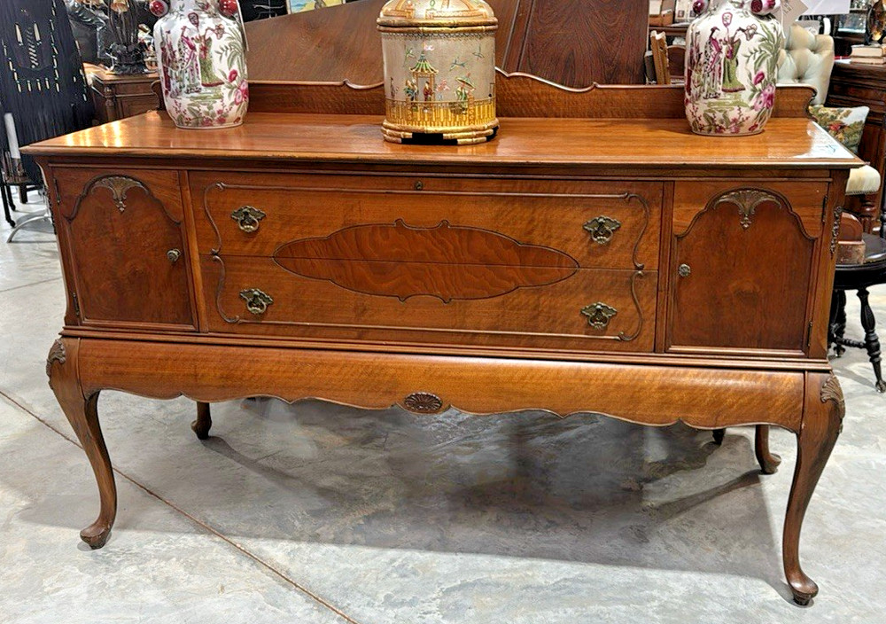 Antique Queen Anne Style Walnut Buffet