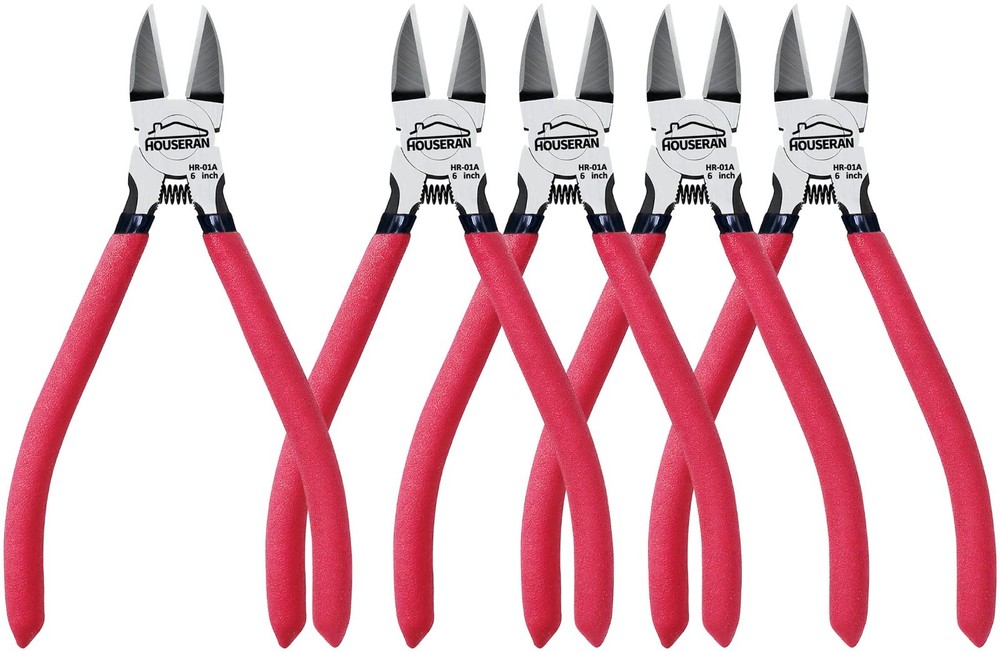 5 Pack Wire Cutters Set - 6" Diagonal Cutting Pliers, Non-Slip Handle, Spring Lo