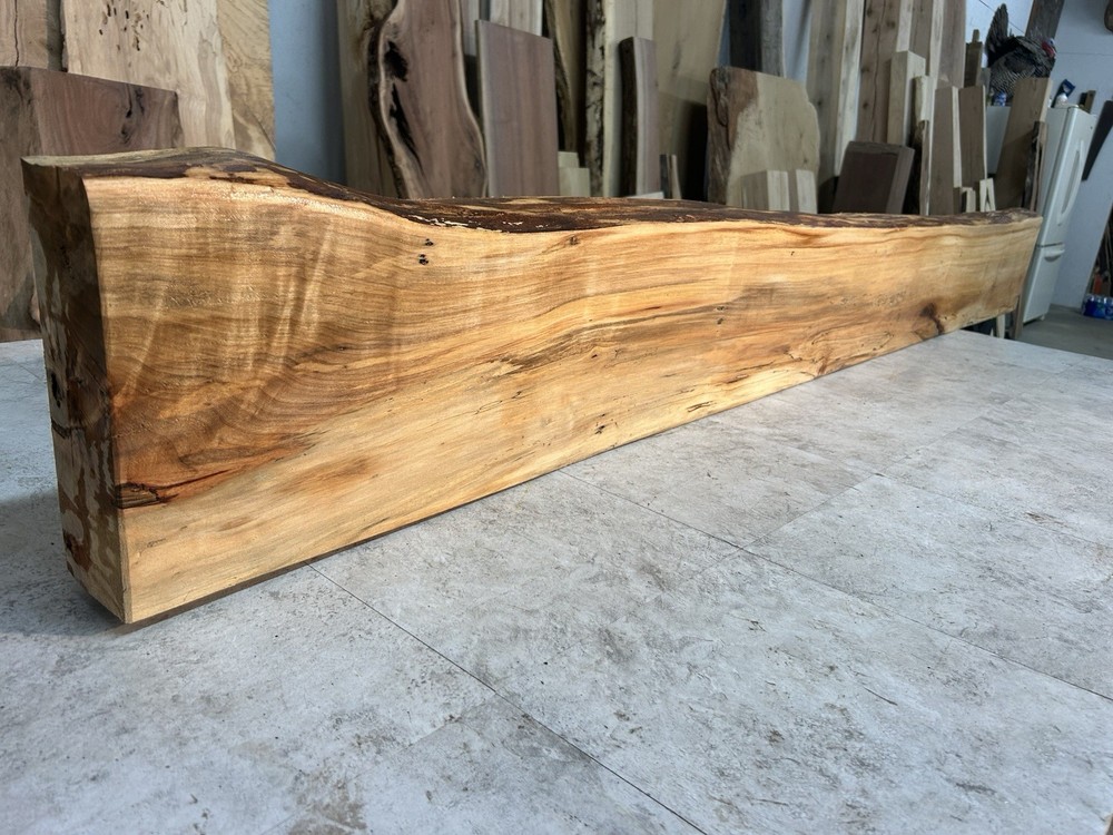Figured Maple Mantel/Fireplace Mantel Beam/Solid Wood/Live Edge Maple Shelf