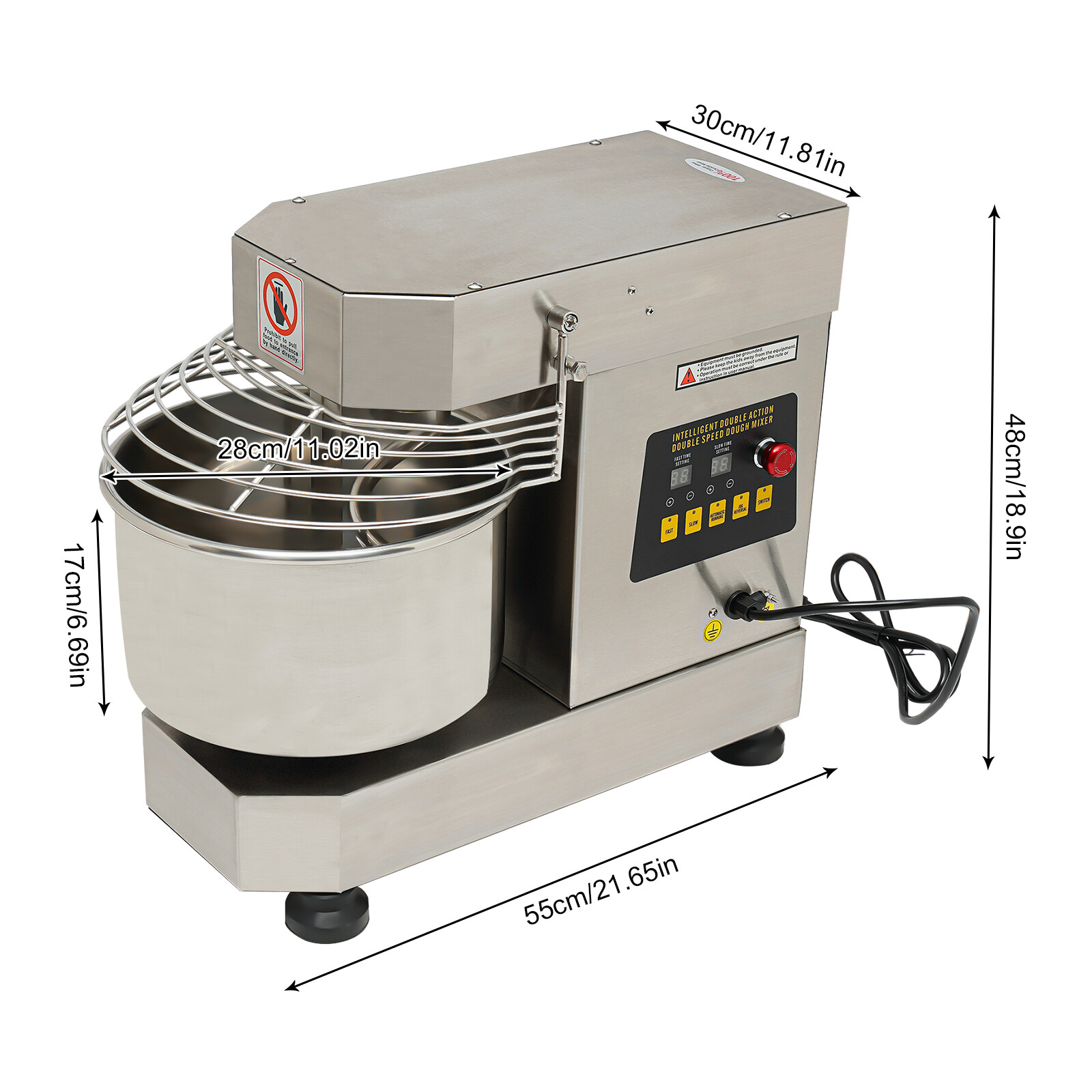 110V 60Hz Dough Kneading Machine 750W Commercial Dough Mixer, Max 360° Mixing