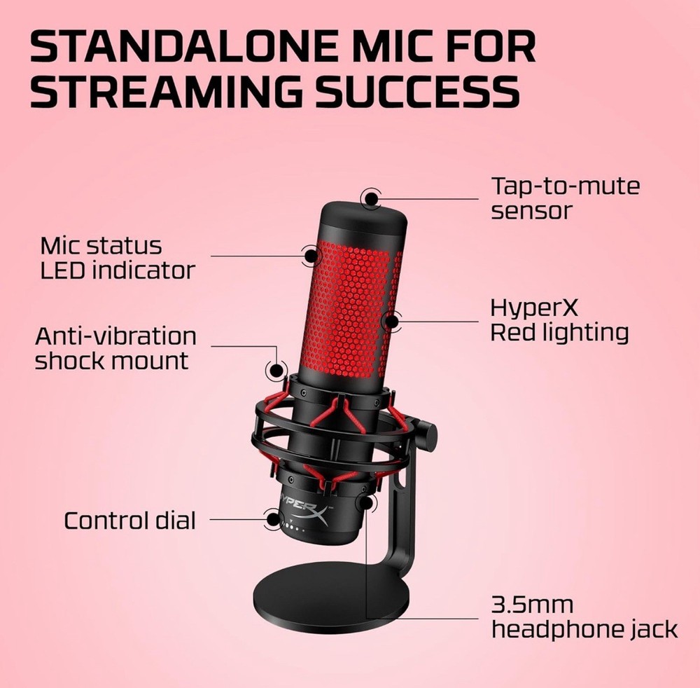 HyperX QuadCast USB Condenser Gaming Microphone For PS4/PS5/PC/Mac