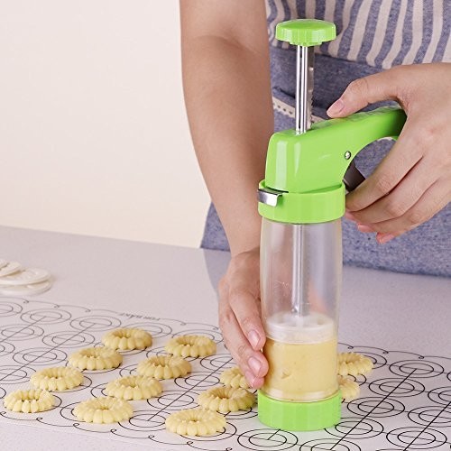 Cookie Press Maker Machine - Icing Gun Kit with 16 Discs & 6 Tips for DIY Baking