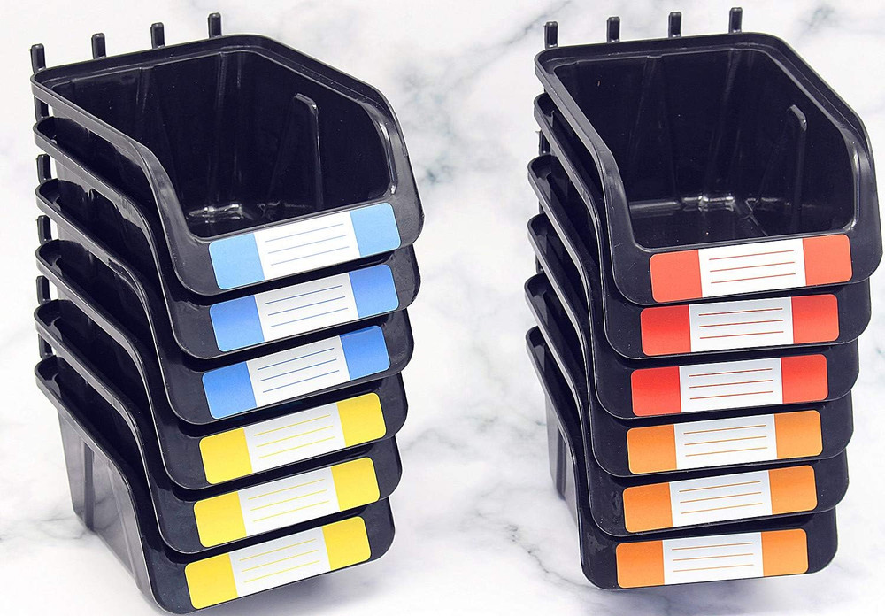 Pegboard Bins Kit 12 PACK Black Pegboard Parts Storage Tool Peg Borad Workbench