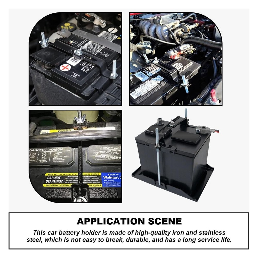 Car Battery Hold Down Kit, Adjustable Battery Tie Down Holder, Universal Batt...