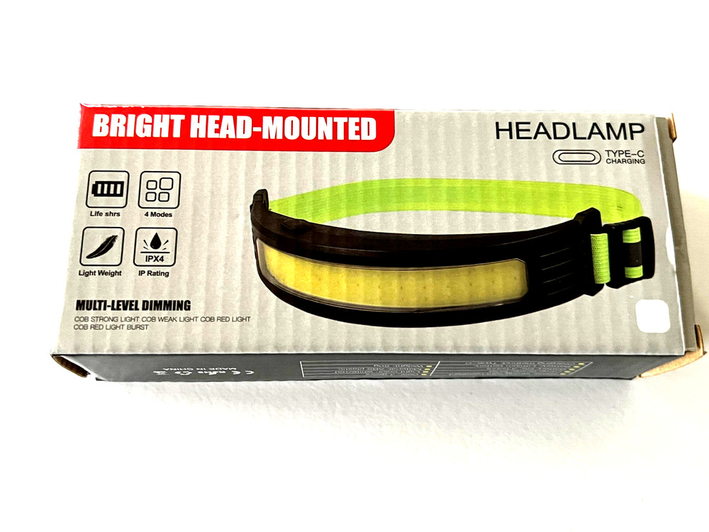 Super Bright Head Mounted Headlamp Type-C Rechargeable 4 Modes Light Weight
