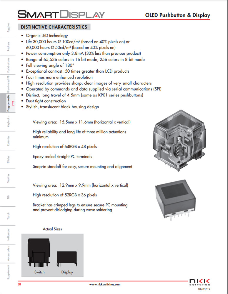 NKK Switch ISC15ANP4 OLED Push Button
