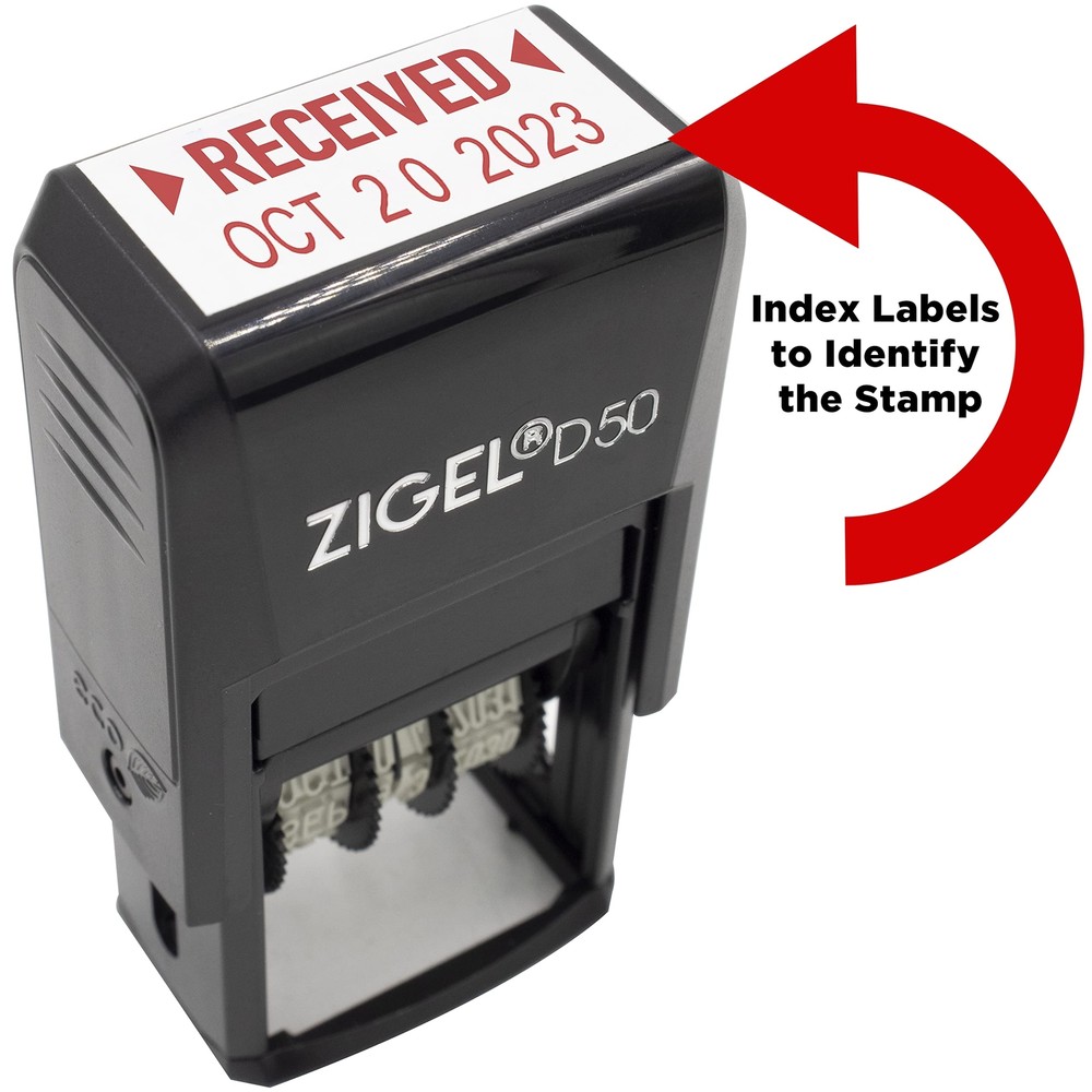 D50 Self-Inking Date Stamp RECEIVED Phrase Red Ink Office Essential