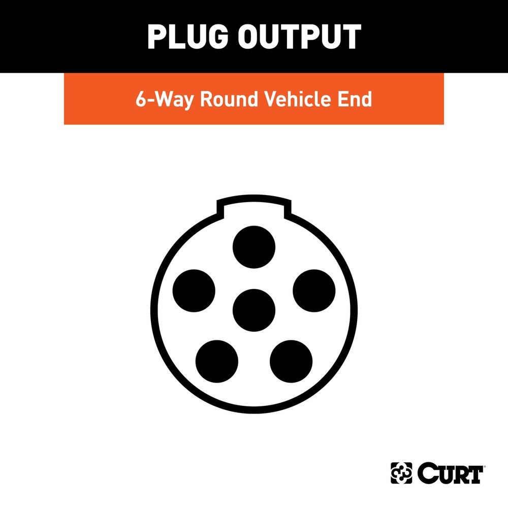 Curt-6-Way Round Connector Socket (Vehicle Side, Packaged)