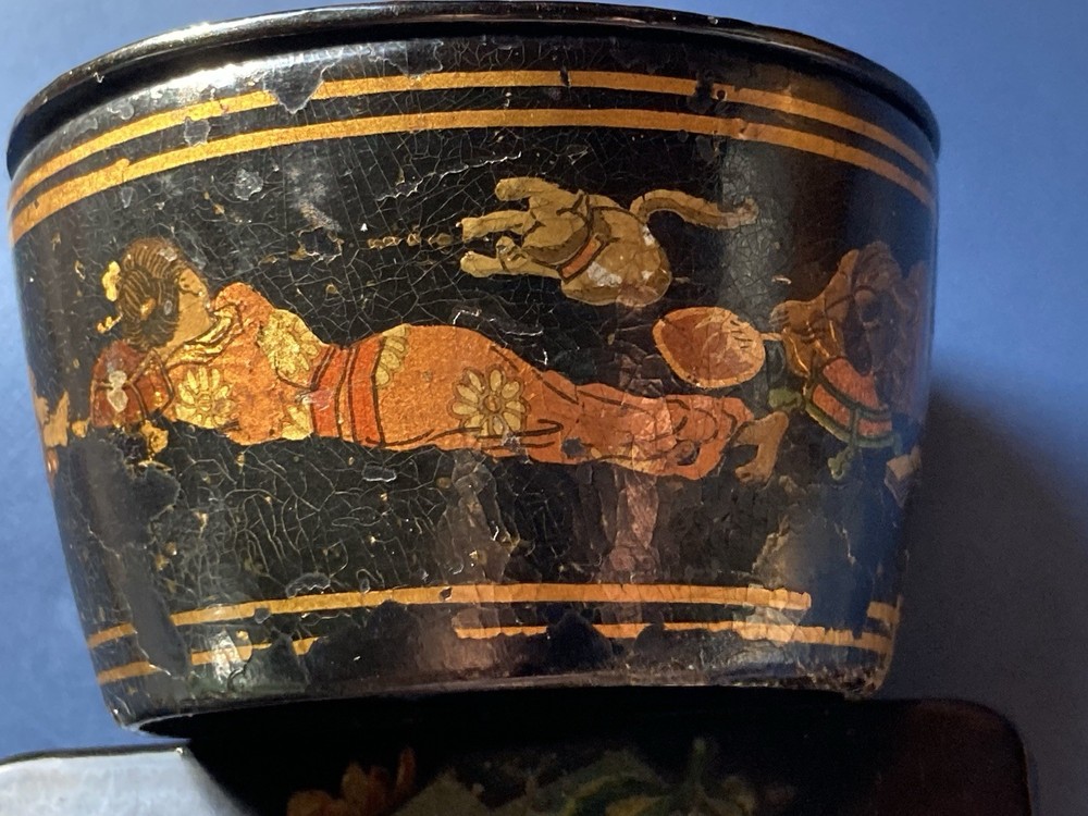 Antique Paper Mache Lacquered Snuff Boxes