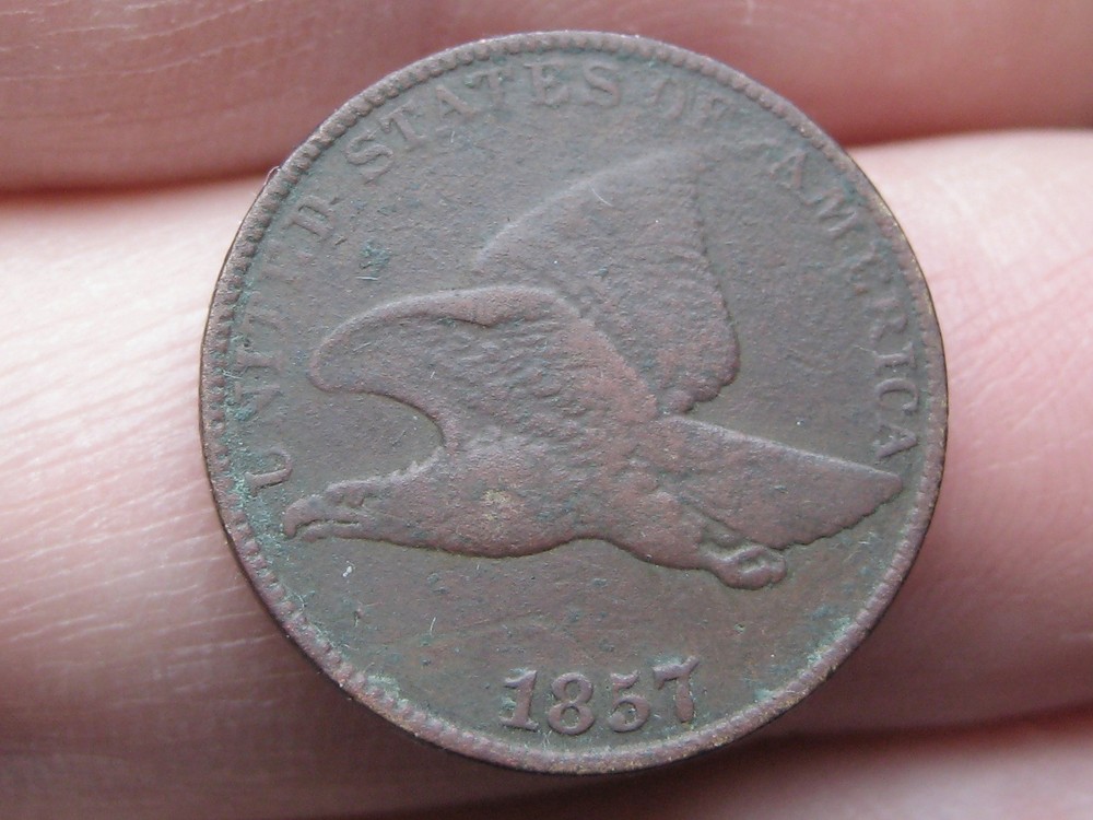 1857 Flying Eagle Penny One Cent- Fine/VF Details