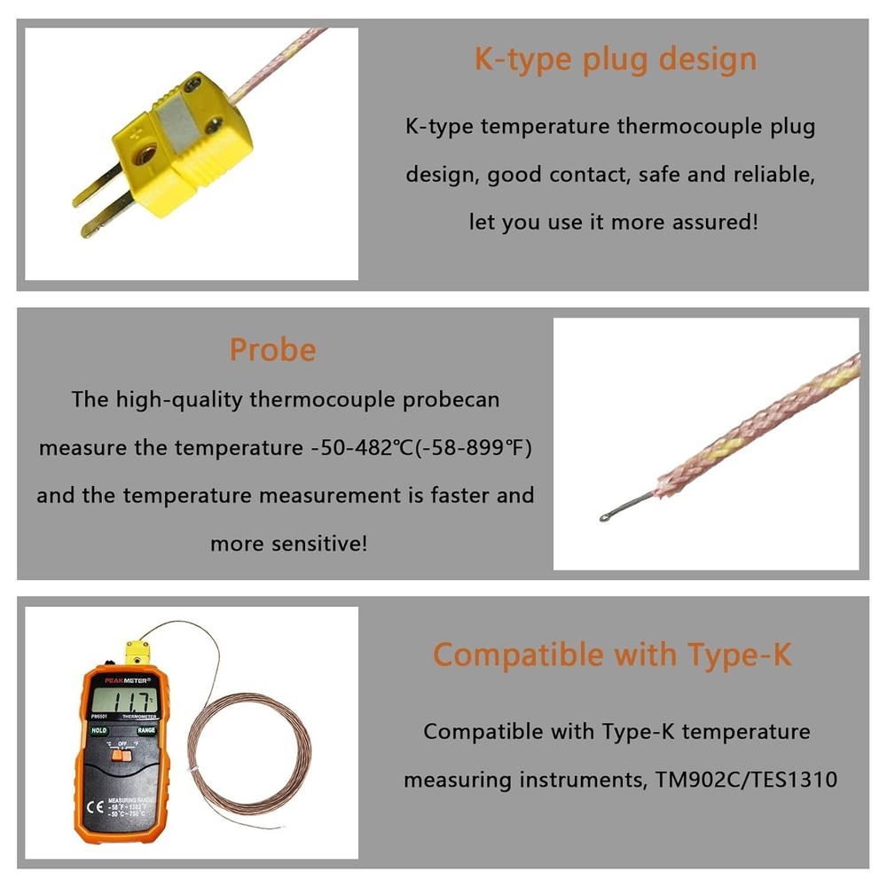 K type Thermocouple Temperature Probe Sensor 3 Meter Replacement