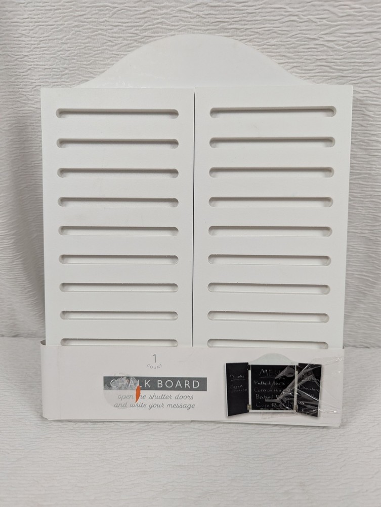 Made for Retail - White Open Shutter Doors Chalkboard