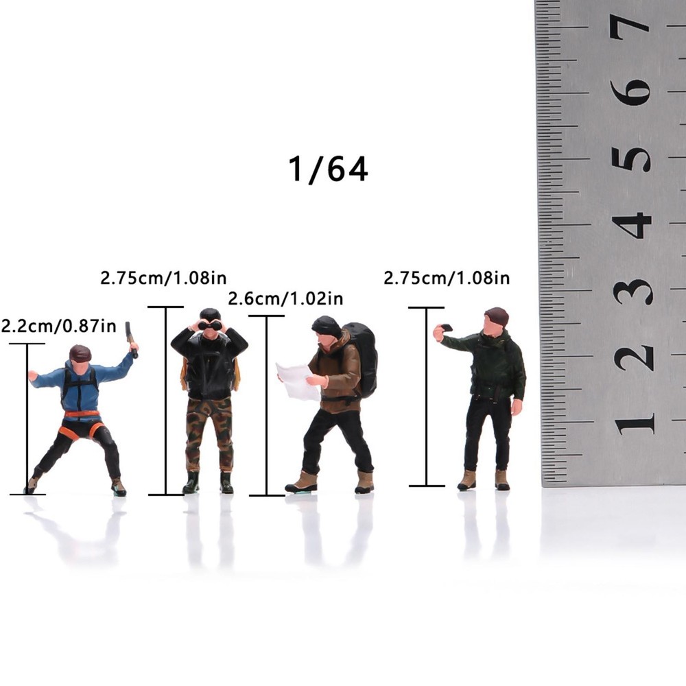 4Pcs Mini Rock Climbing Figures Climbing Team 1:64 Miniature Scenery Prop Tiny