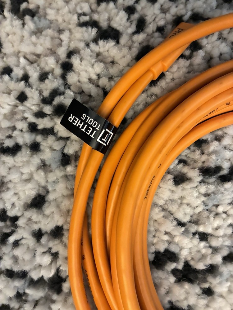 TetherPro 15' USB-C to 3.0 Micro-B Right Angle Cable, High-visibility Orange