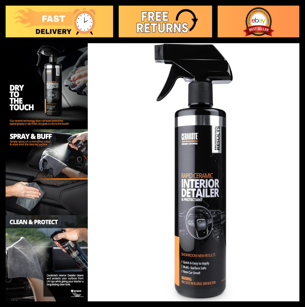 Multi-Surface Interior Car Cleaner Spray - Quick Dry Ceramic Protectant 14 fl oz