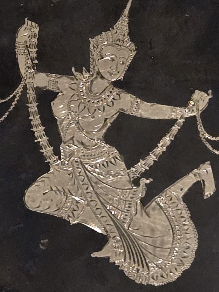 VTG Siam Thailand Solid Sterling Silver & Niello Dancer Etch Cigarette Case Box