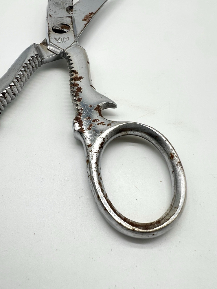 Vintage VIM Italy Curved Blade Kitchen Shears Scissors - Silver