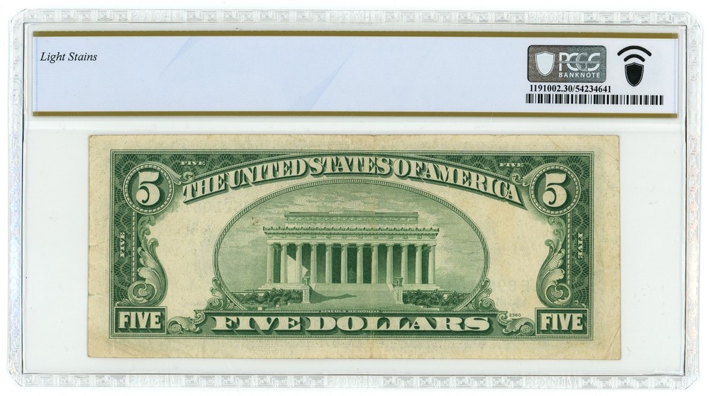 1953A $1 Silver Certificate Offset Printing Error Back to Face PCGS VF 30