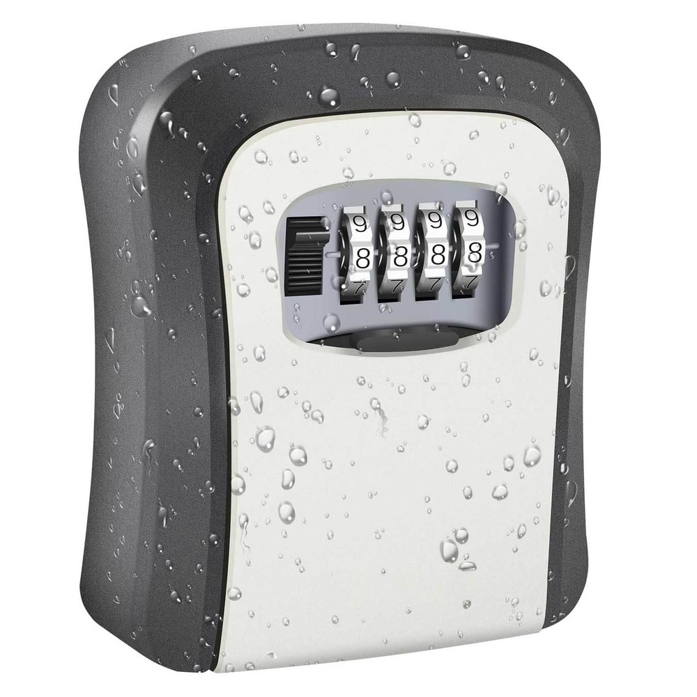 4 Digit Combination Lock Box Wall Mount Security Safe Large 5 Key Waterproof