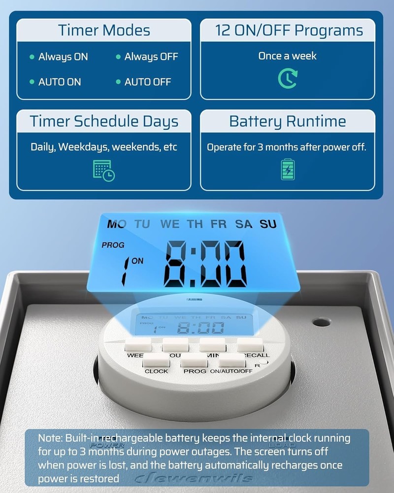 Advanced Pool Pump Timer with 5 Modes and 40A Capacity - Hassle-Free Operation