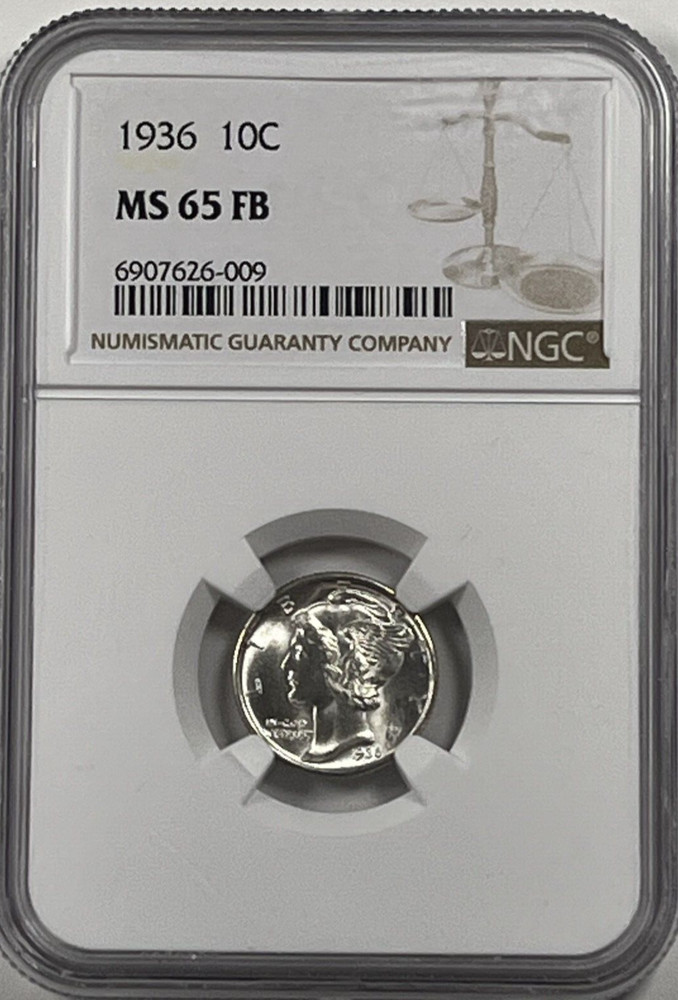 1936 Mercury Dime : NGC MS65FB