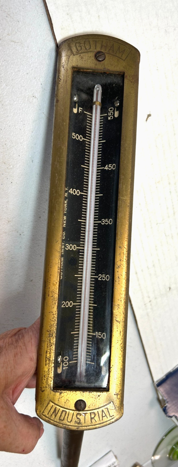 Antique Steam Boiler Steampunk Thermometer Gotham Industrial, 550 F Cast Bronze