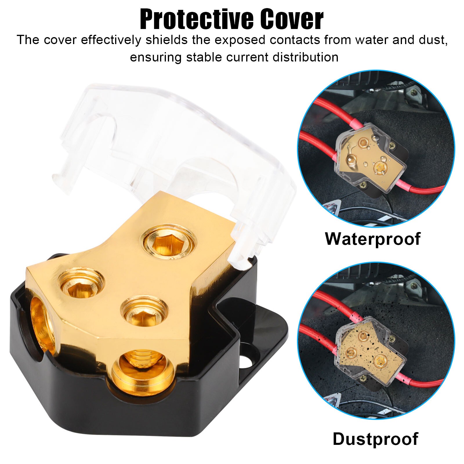 2 Car Audio Splitter Amp Power 0/2/4 Gauge In 4/6/8 Gauge Out Distribution Block