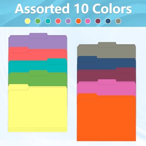 File Folder, 120 Pack 1/3 Cut Tab File Folders, Colored File Folders Great