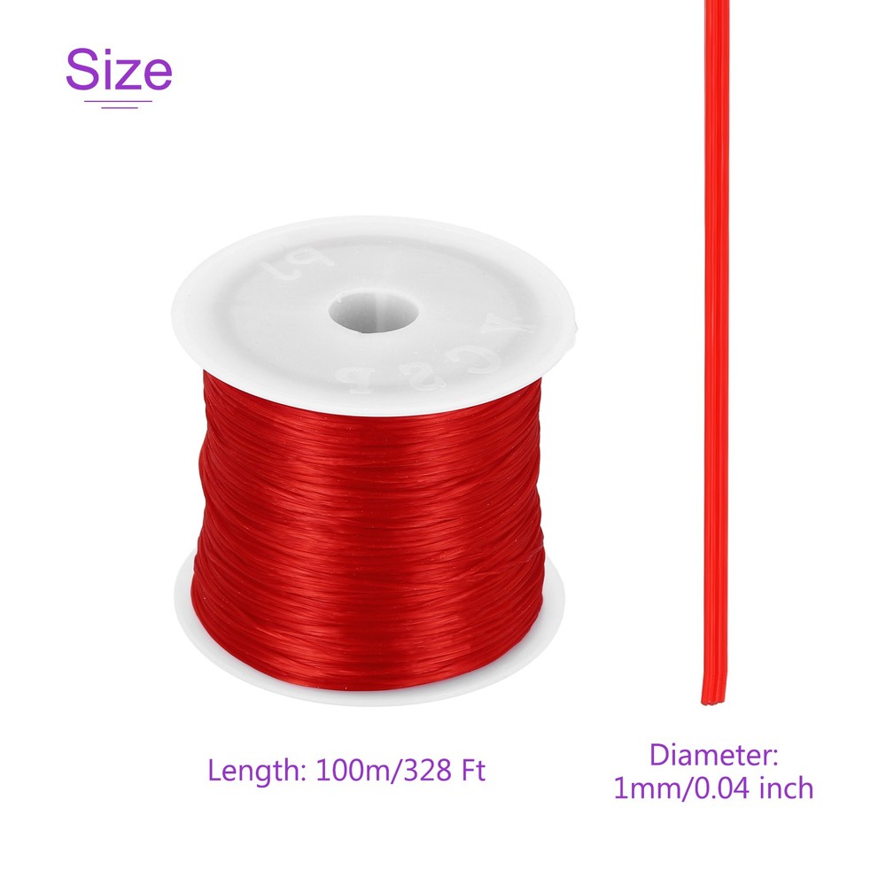 2 Rolls Elastic String for Bracelets, 1mm Stretch Bead Cord Red, 100m