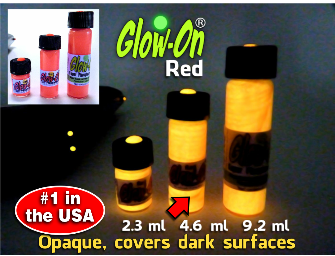 Glow-On RED Glow Paint For Gun Sights, Fishing Lures, 4.6 ml Vial, Bright