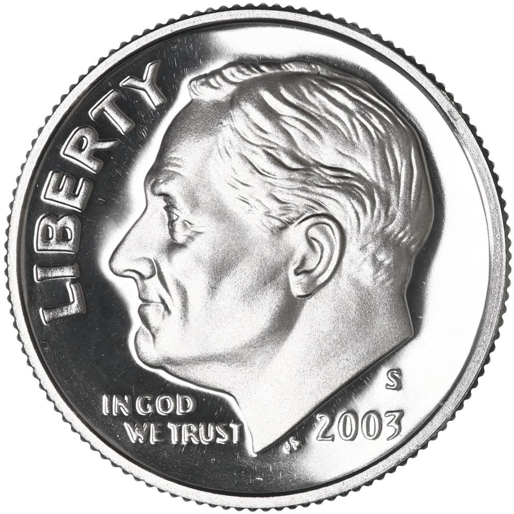 2003 S Roosevelt Dime Gem DCam Proof CN-Clad