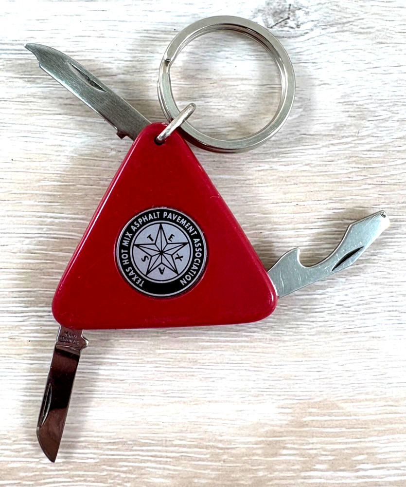 Vintage Triangle Shaped 3 Function Multi Tool w/ Keychain "Texas Hot Mix" logo