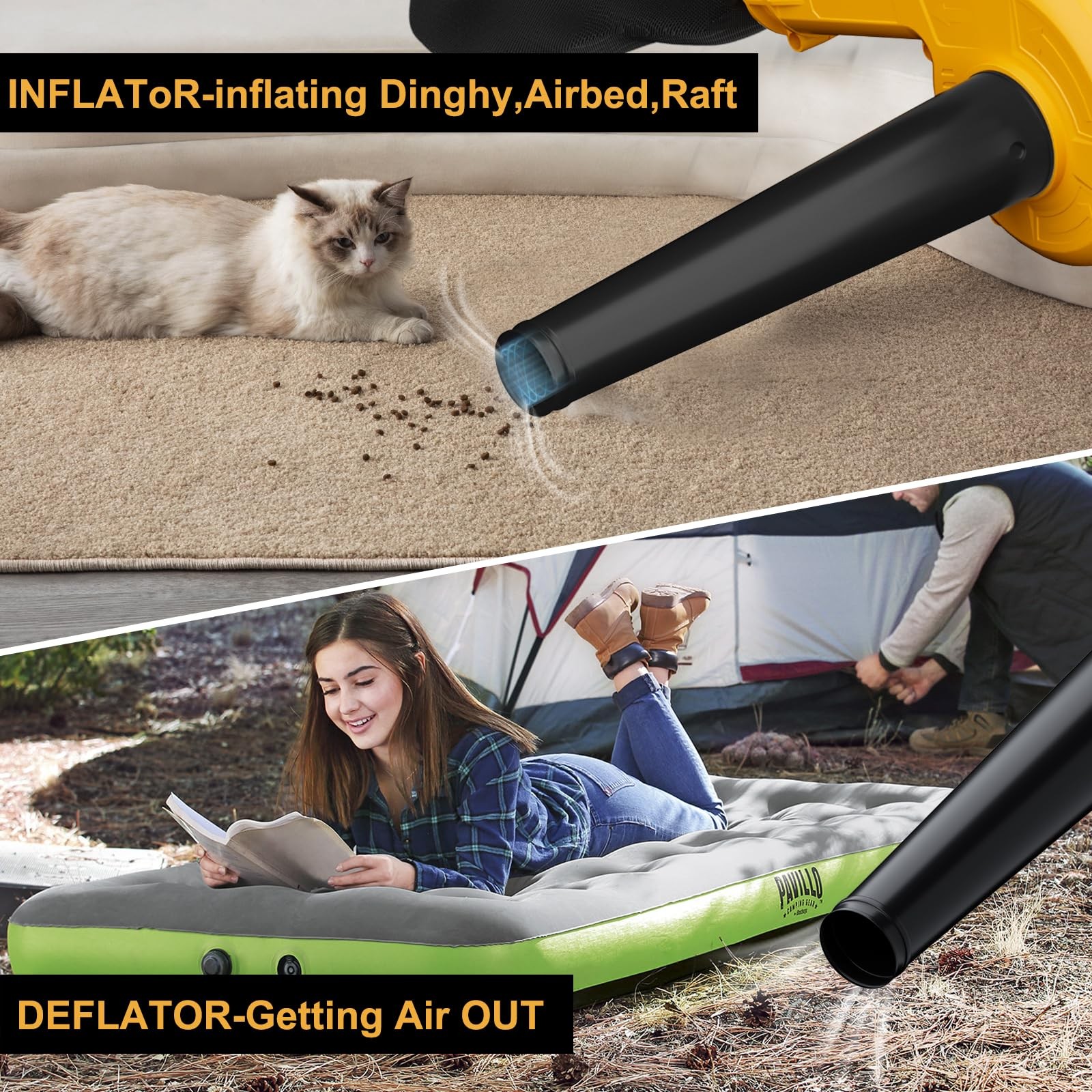 Cordless Leaf Blower for Dewalt 20V Max Battery(No Battery), Electric Yellow