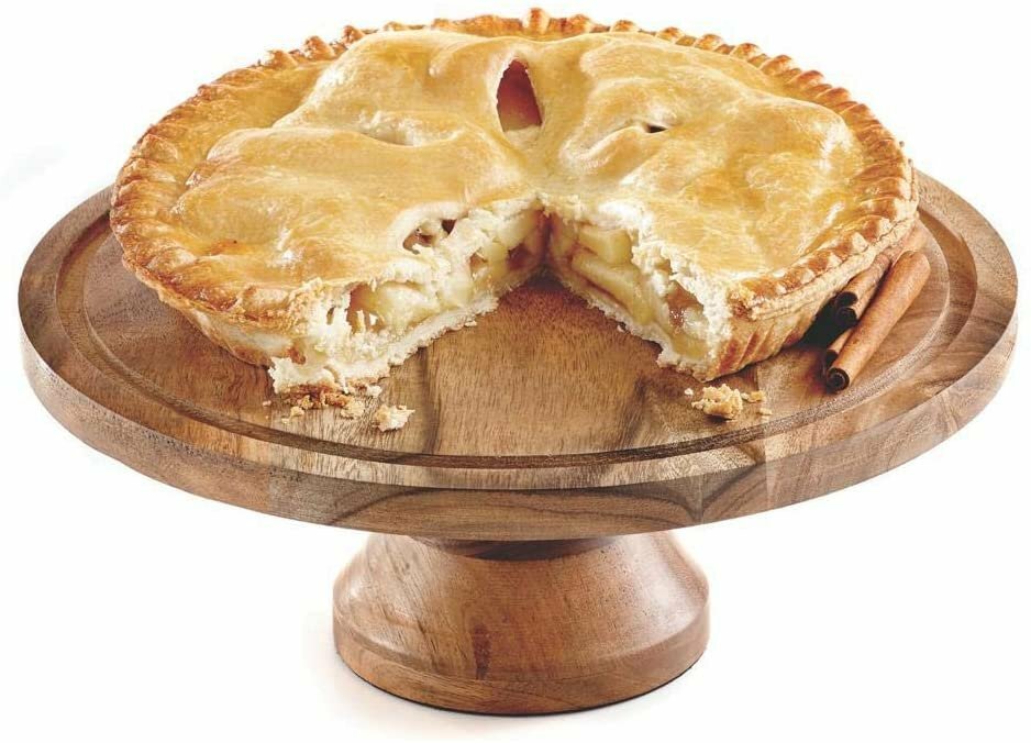 "Wood Cake Stand with Glass Dome: Transformable to Cheese Board - Multi-function