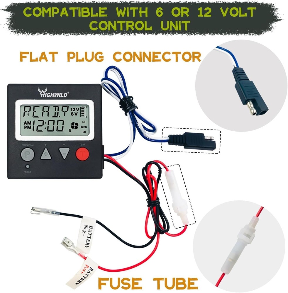 Efficient 6/12 Volt Deer Feeder Digital Timer - 8 Programmable Feed Times