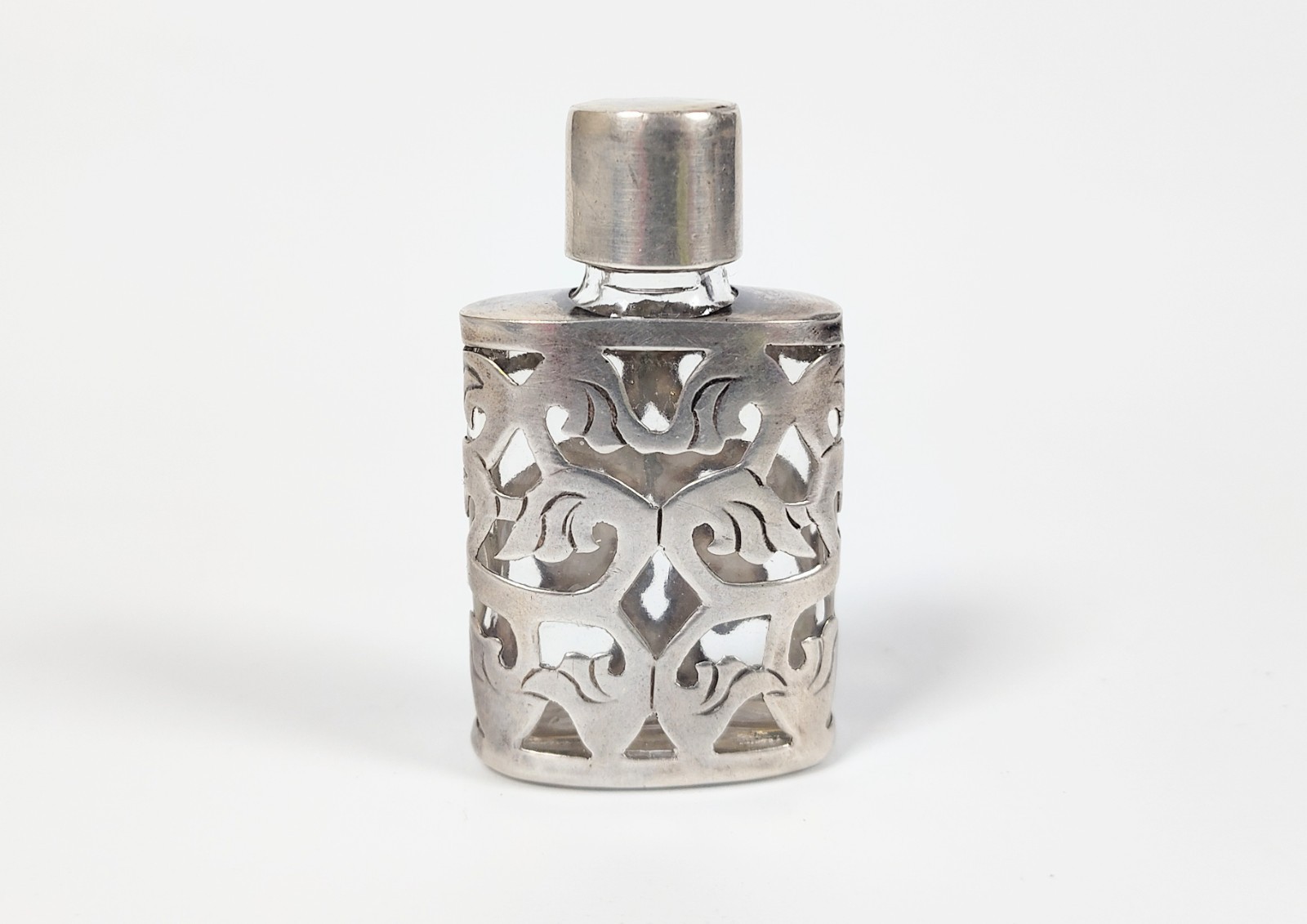 Vintage Taxco Mexico JJC Sterling Silver .925 Miniature Floral Perfume Bottle
