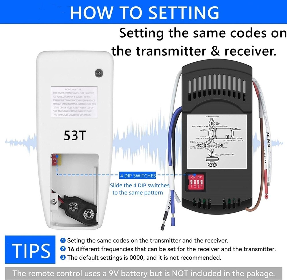 USED Receiver for Ceiling Fan Remote Control 4DIP Switch For Harbor Breeze