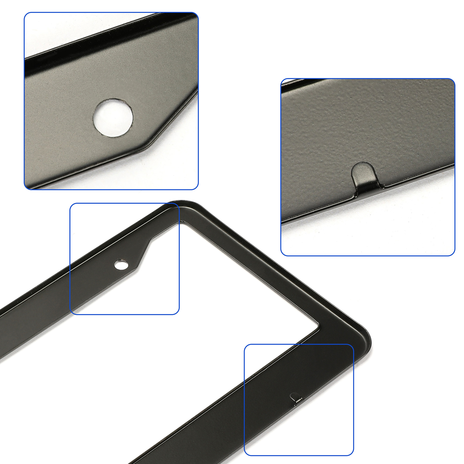 Stainless Steel Universal Black License Plate Frame Tag Cover Screw Caps 2PCS