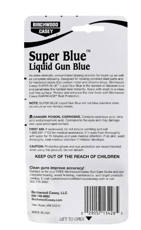 Birchwood Casey SUPER BLUE Liquid Gun Blue FOR BLUEING POLISHED HARDENED STEELS