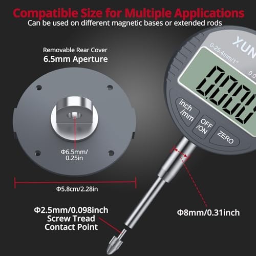 Digital Dial Indicator 1inch/0.0005inch LCD Display Electronic Dial Test