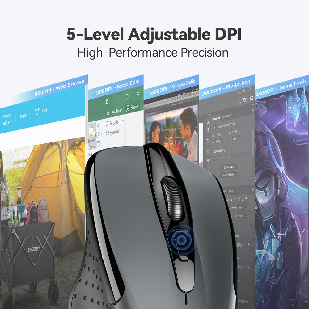 Wireless Mouse, 2.4G Ergonomic Optical Mouse, Computer Mouse