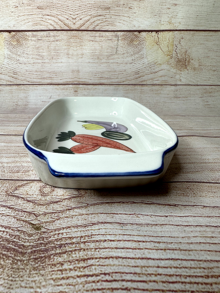 Radish Eggplant Stoneware Oblong Vegetable Pattern Casserole Dip Baking Dish