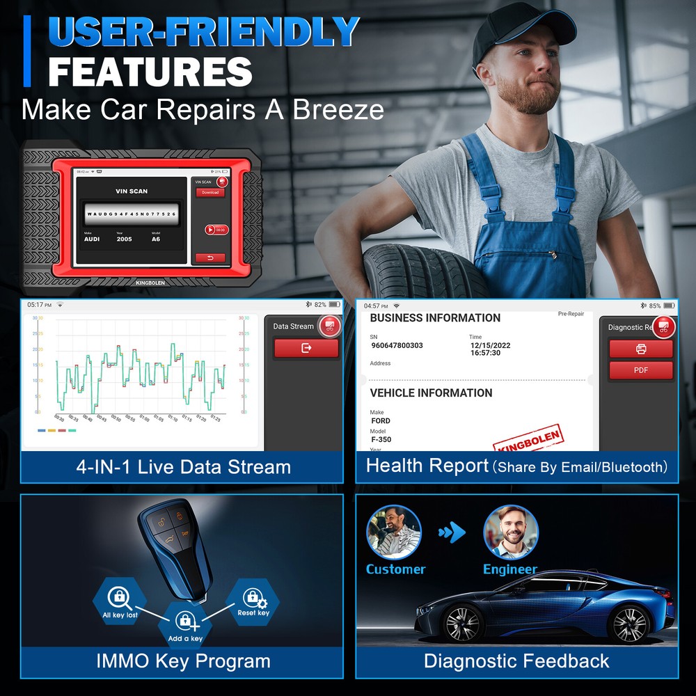 KINGBOLEN K7 ECU Coding Bidirectional Diagnostic Tool All System OBD2 Scanner