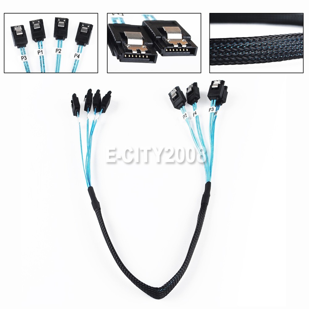 2Pcs 4 SATA 7pin to 4 SATA 7pin Target SSD Hard Disk Data Server Raid Cable 50CM