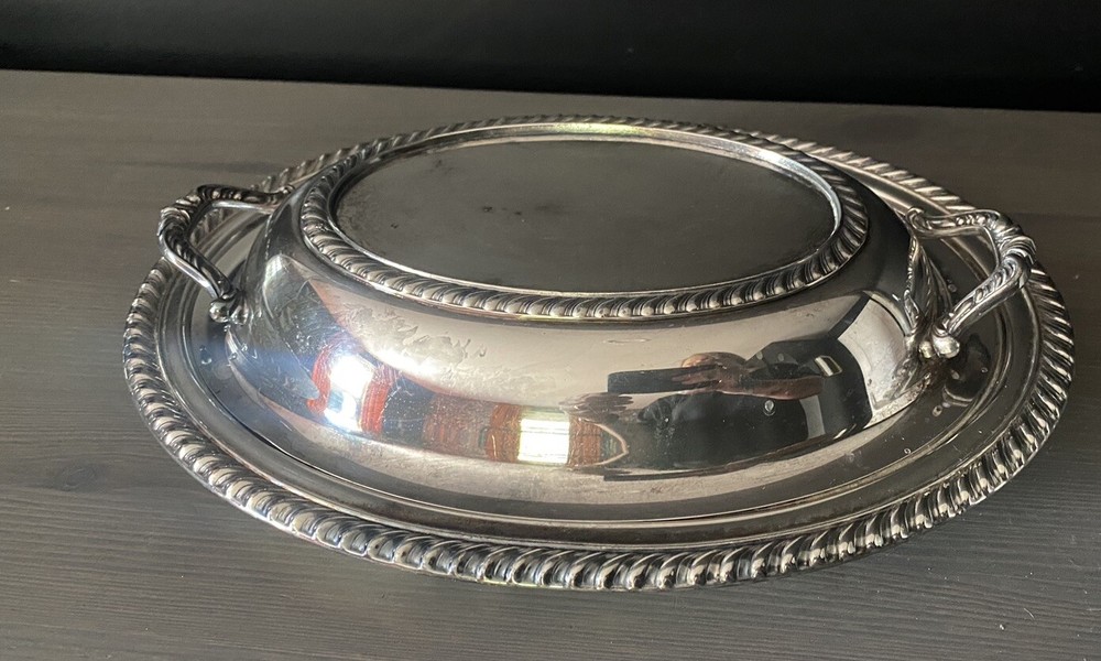 Vintage Silver Plate Serving Dish With Cover
