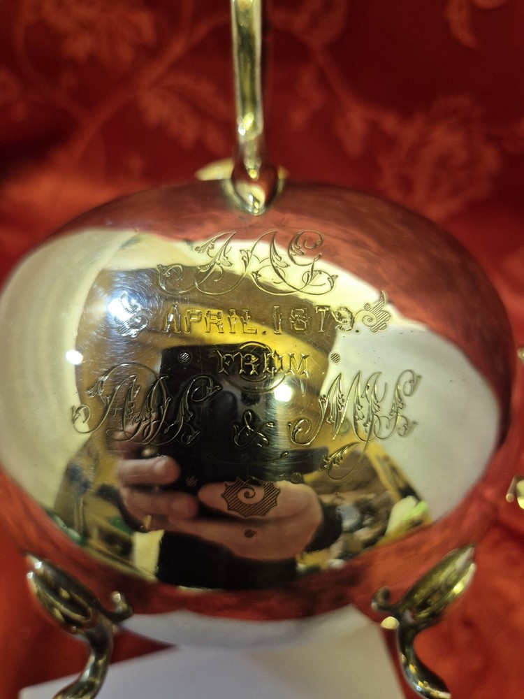 Antique Maplin And Webb Silver Plated Tilting Tea Pot On Stand With Burner.